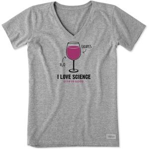 Life Is Good Women's Wine Science Short Sleeve Crusher Vee Tee
